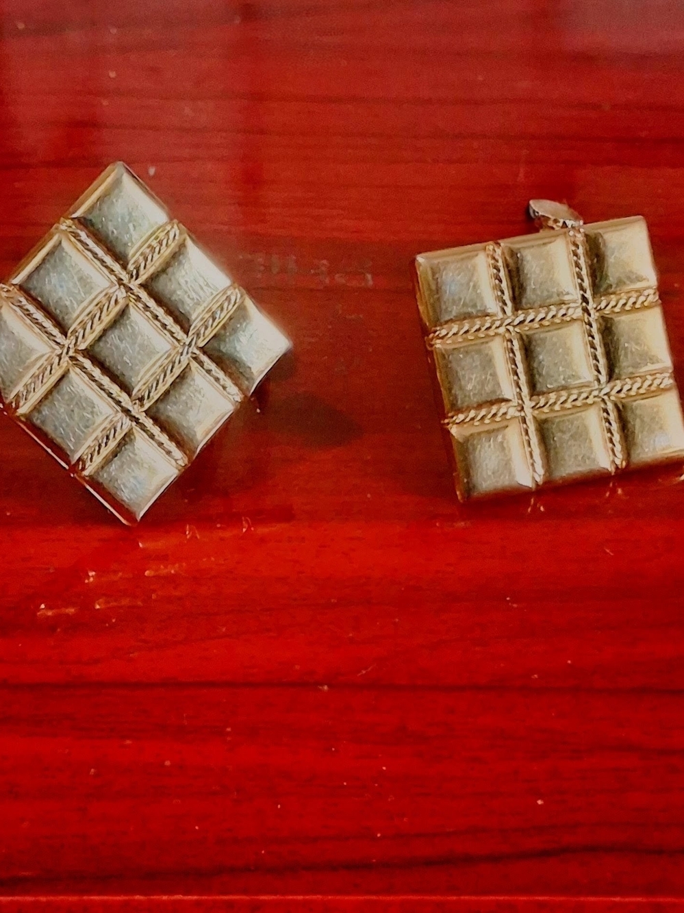 Napier Gold Quilted Square Cuff Links